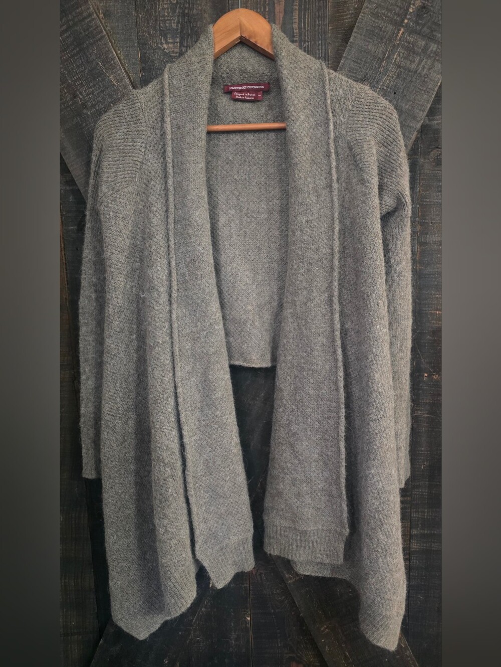 Comptoir Des Cotonniers Grey Open-Front Knit Cardigan Size 2